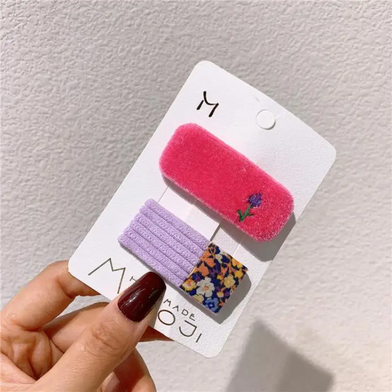 Horquillas bonitas de terciopelo para el pelo para ni&ntilde;a, accesorios para el cabello para beb&eacute;, pasadores de agarre para el pelo con bordado Floral, horquilla princesa peque&ntilde;a-3