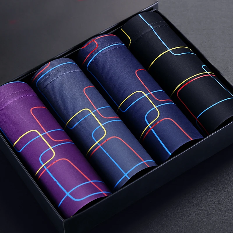 

Free shipping Mens Boxer Shorts Modal Underwear Sexy Striped Underpants Breathable Boxers Bamboo Fiber Panties Male Underwears