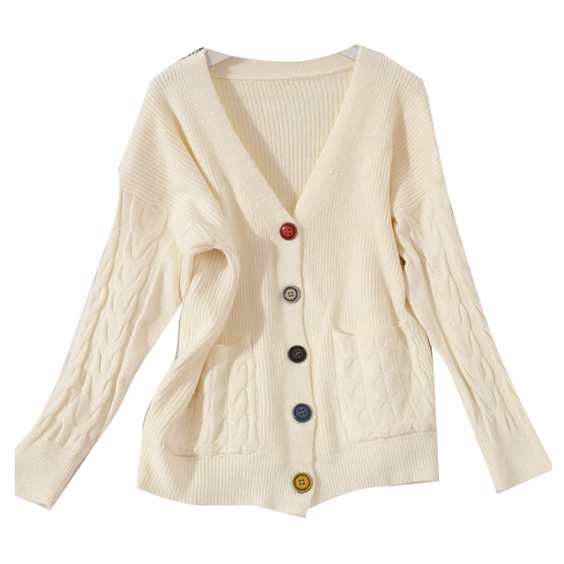 

Autumn and winter 2020 new Korean style knitted cardigan cardigan thick line sweater coat for women's loose wear