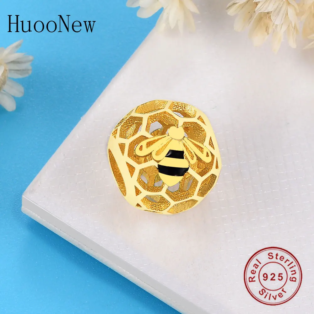 Fit Original Pandora Charm Bracelet 925 Sterling Silver Ball Gold Color Openwork Honey Bee Black Reflexion Beads Making Berloque | Украшения