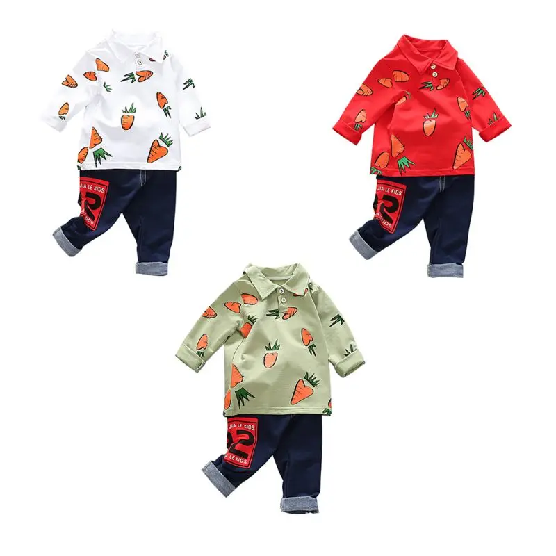 Baby Clothes 0-4T Spring Autumn Casual Long Sleeve Printing Top And Jeans Kids Two-piece Outfit Set | Детская одежда и обувь