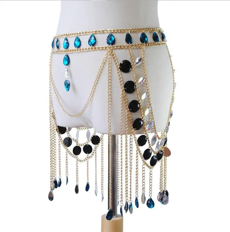 

Sexy Bling Waist Chain Metal Chain Skirt Women Summer Package Hip Acrylic Sequined Nightclub Waist Chain Jewelry