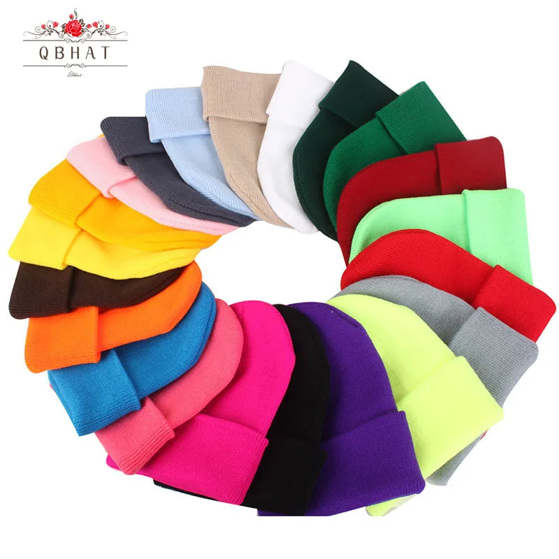 

Autumn Winter Hats for Woman Men Children Beanies Caps Knitted Fluorescent Hat Warmer Bonnet Girls Ladies Casual Cap Wholesale