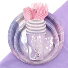 51 шт.компл. вечерние столовые приборы с русалочкой вечерние салфетки для детского душа для украшения дня рождения одноразовые столовые приборы вечерние принадлежности