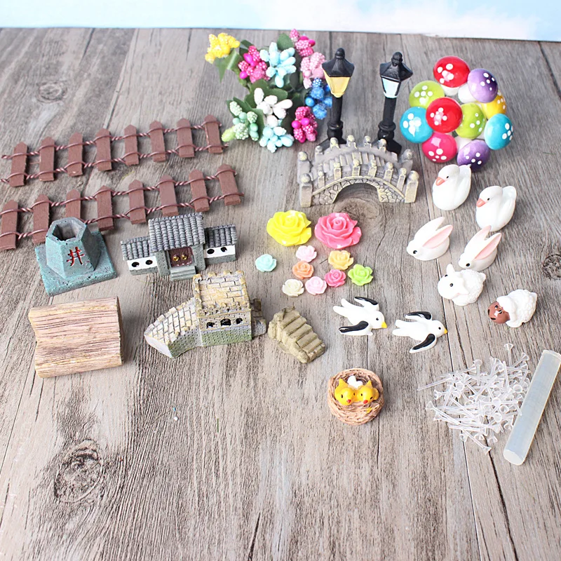 Миниатюрные горшки для растений 49 шт. бонсай миниатюрный ландшафт искусственная