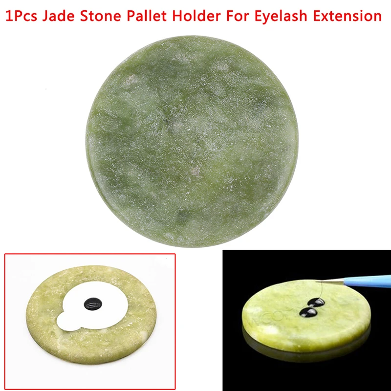 

1Pcs Eyelash Extension Glue Adhesive Pallet Pad Stand Holder Unique Round Jade Stone for Fake Eye Lash Holder Tool