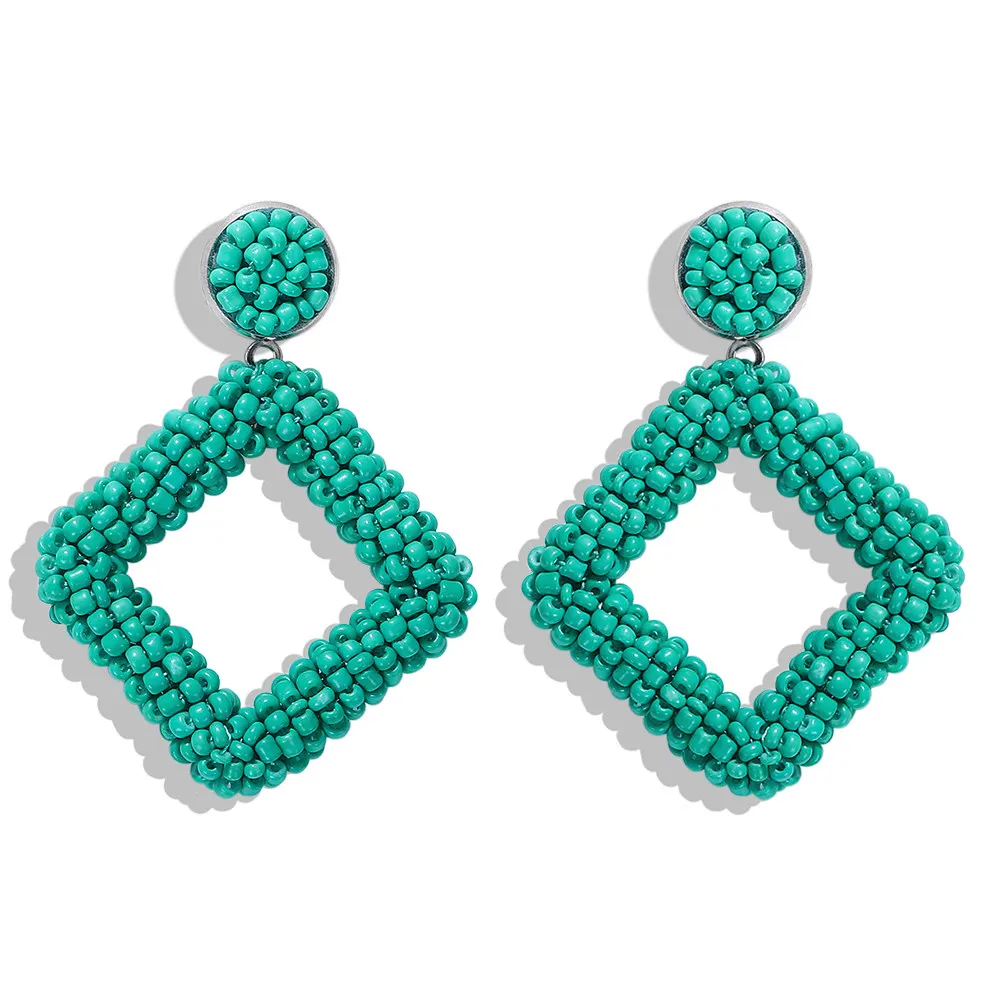 green 27 Girlgo Горячие Za Зеленые Бусины Висячие серьги для женщин модные ювелирные изделия этнический бисер эффектные пальчиковые Серьги Висячие Brincos Ювелирные Изделия - Окраска металла: green 27