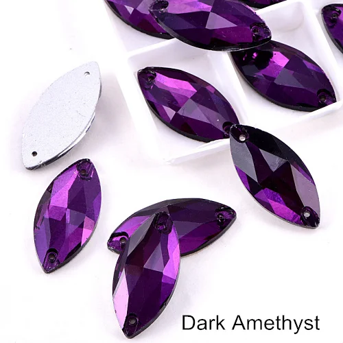 Dark Amethyst Многие Цвета лошадиный глаз пришить стразы маркиза, головастой формы лист с украшением в виде кристаллов Стекло пришить стразы свадебное платье Y1651 - Цвет: Dark Amethyst