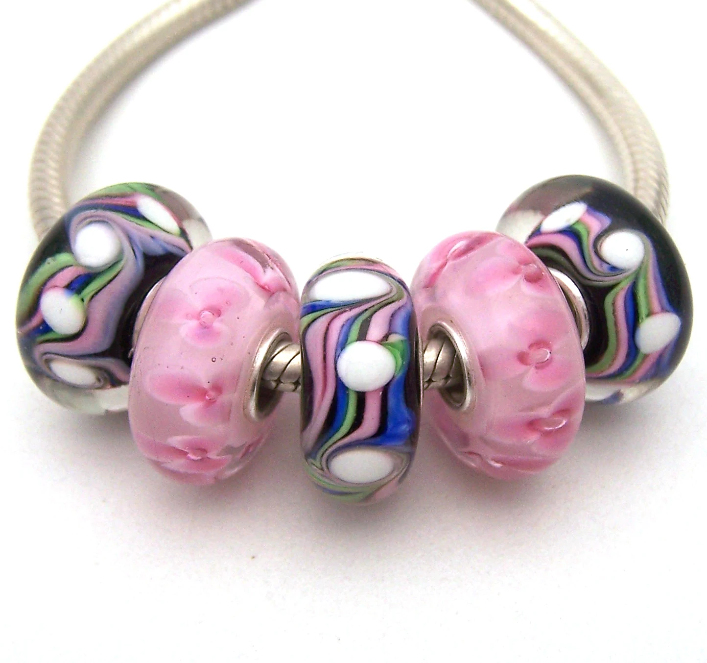 

YG981 5X 100% Authenticity S925 Sterling Silver Beads Murano Glassbeads beads Fit European Charms Bracelet diy jewelry Lamp-work