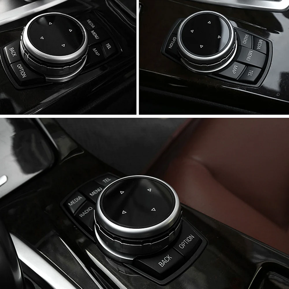 

Replacement Multimedia knob cover Big ABS Black+Silver Accessory Parts