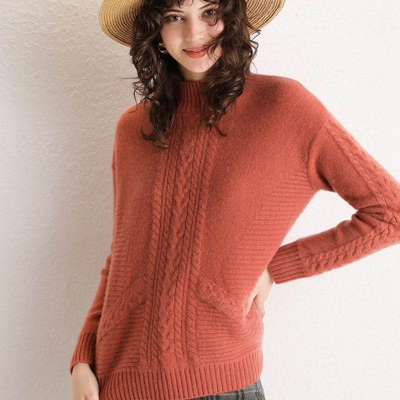 The knitting technology of new cashmere sweater in autumn and winter thickens women's jacket 100% pure | Женская одежда