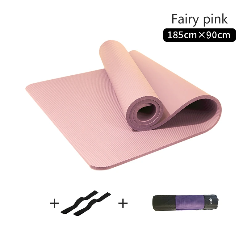 3pcs fairy pink 185*90 см увеличенный Коврик для йоги 15 мм утолщенный NBR коврик для фитнеса Для Йоги начинающих мужской коврик для спортзала нескользящий коврик для бодибилдинга - Цвет: 3pcs fairy pink