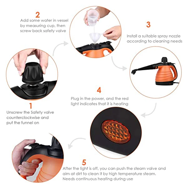 Ручной паровой очиститель 9 шт. многофункциональный домашний котел под давлением