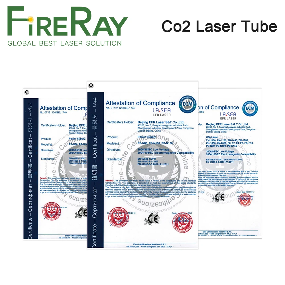 Лазерная трубка Fireray EFR 60 Вт 1200CL Длина 1200 мм диаметр 55 для лазерной трубки CO2
