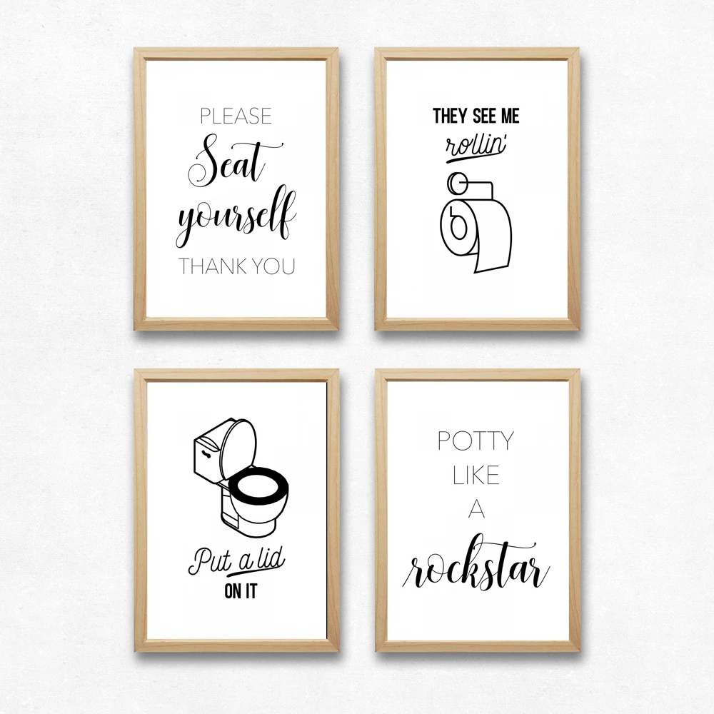 Забавные вывески для ванной холщовые постеры и принты цитаты комнаты