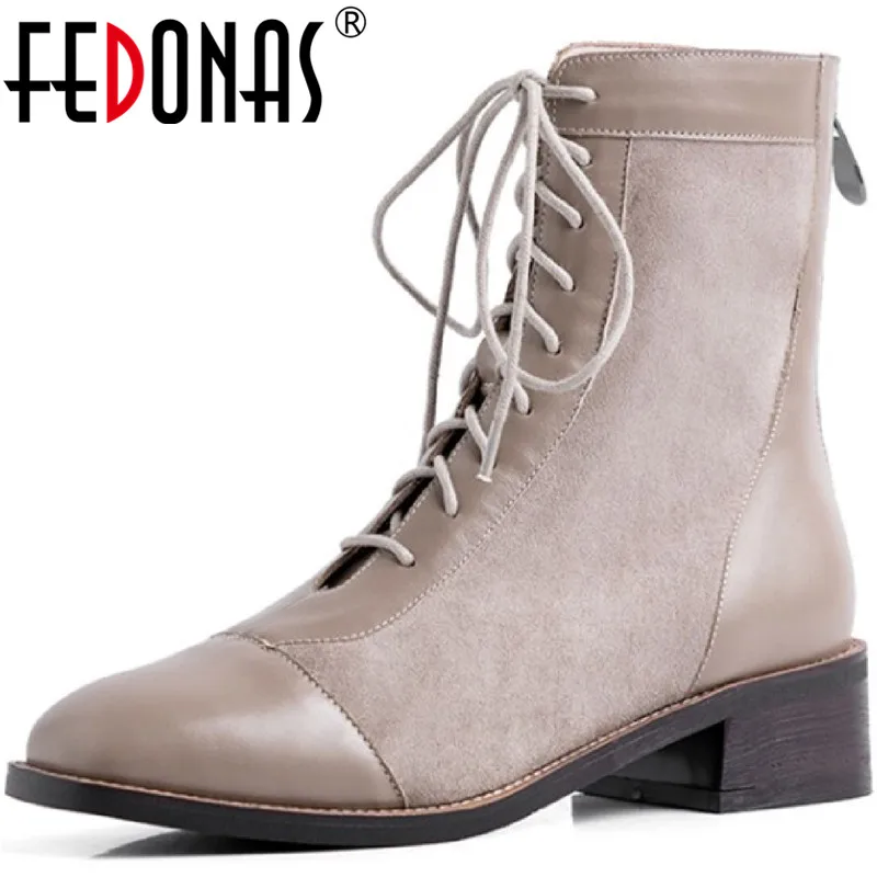 Женские ботильоны в стиле ретро FEDONAS вечерние из натуральной кожи с боковой