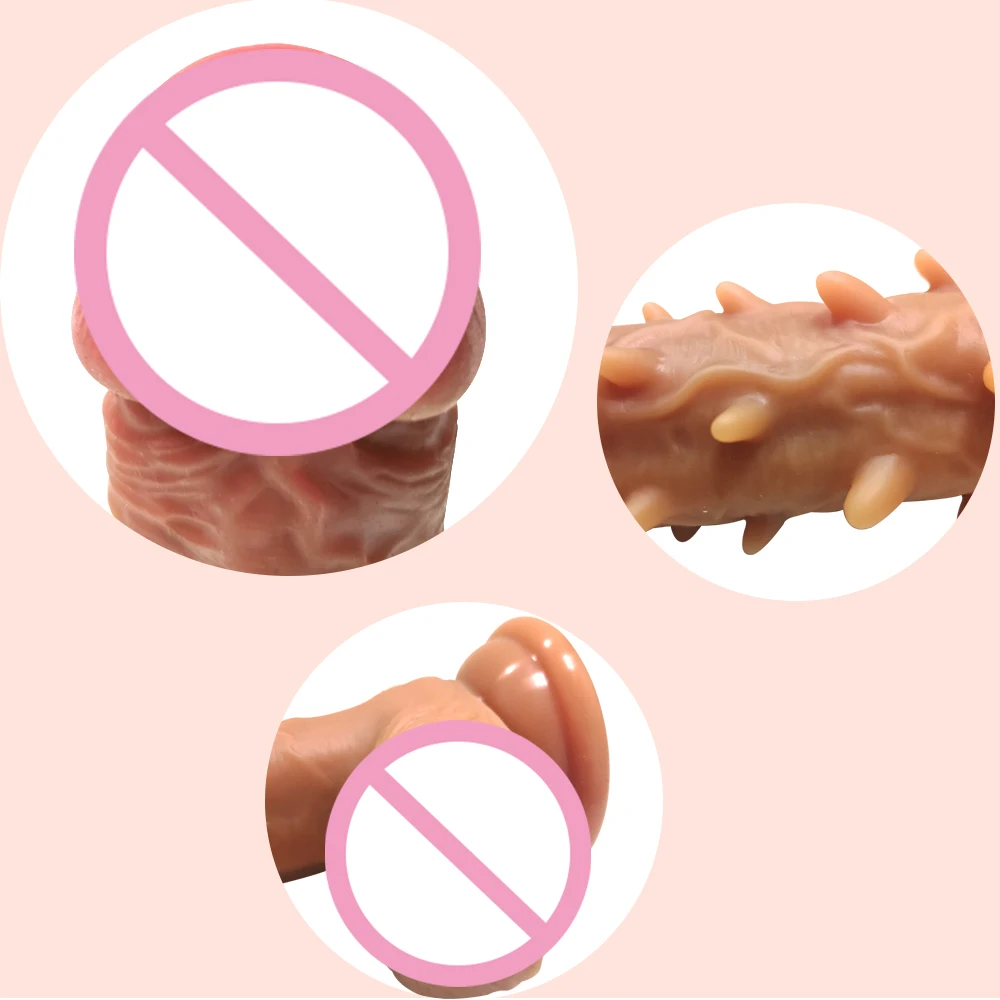 Реалистичный большой фаллоимитатор с шипами гибкий пенис член присоской