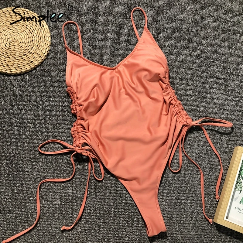 Женский цельный купальник Simplee с пуш ап и высоким вырезом женское боди монокини