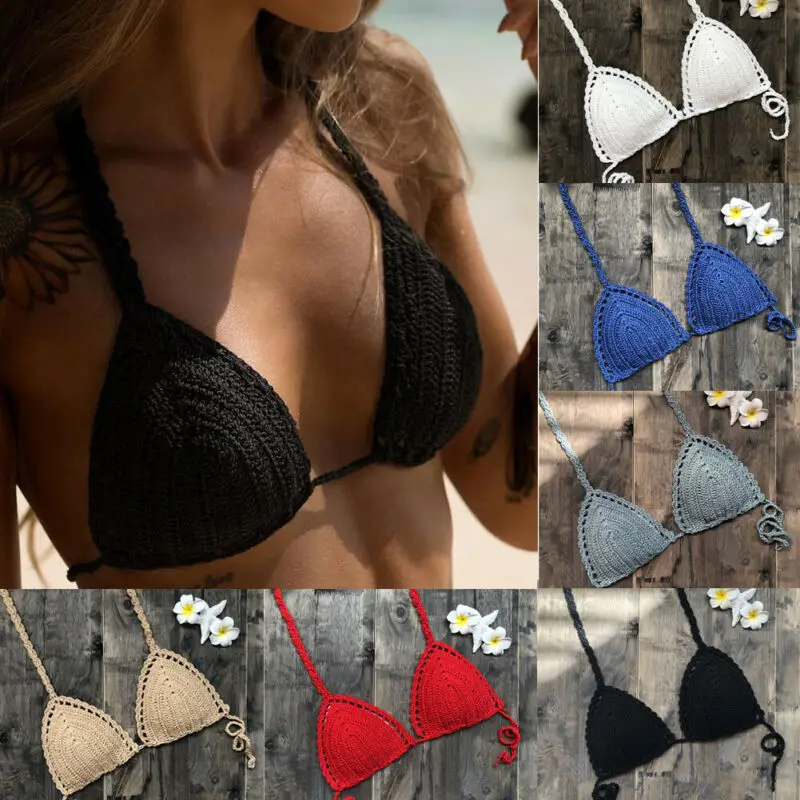 Женский вязаный жилет трикотажный бюстгальтер в стиле бохо Пляжная майка бикини