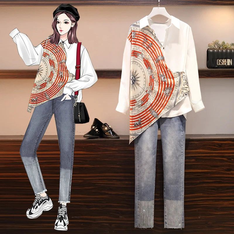 Костюм Женский Повседневный из двух предметов рубашка с длинным рукавом и