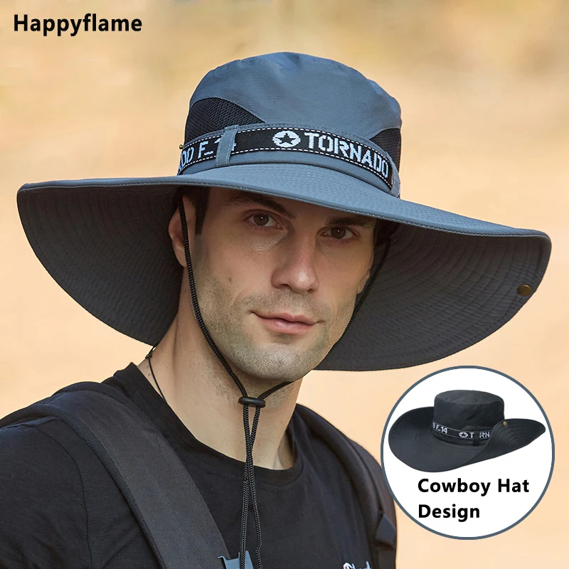 

New Boonie Hat Men Anti-UV Sun Hats Outdoor Fishing Cap Fashion Big Brim Caps Women's Summer Hat Male Bucket Hat Sombrero Gorros