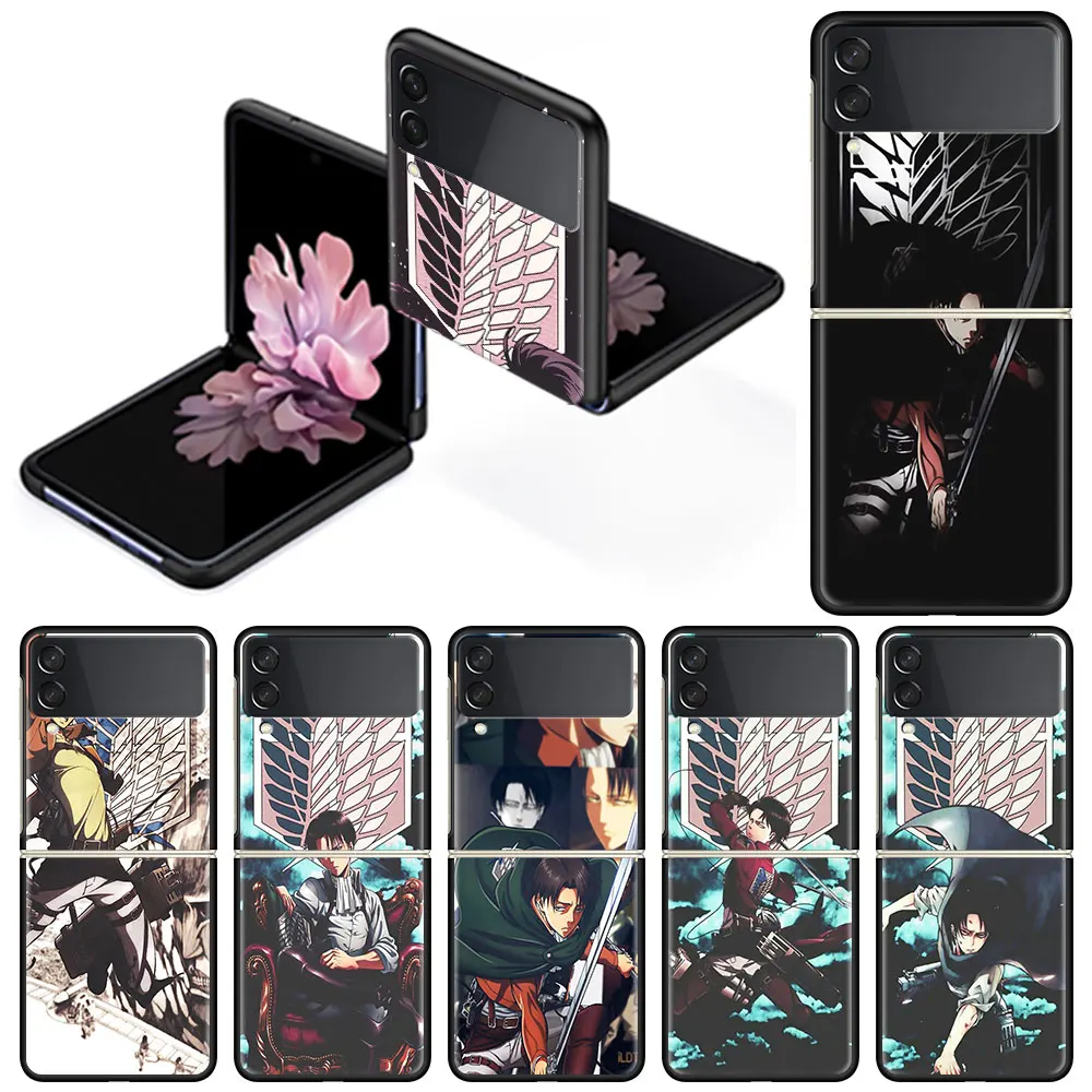 

Fold Case for Samsung Galaxy Z Flip 3 Hard Silicone Pc Phone Cover Luxury Funda Shockproof Coque Anime Attack On Titan Girl