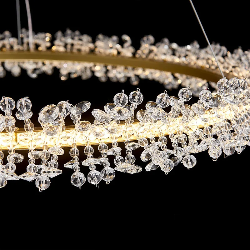 

Modern crystal chandelier lighting for living room gold ring combination led chandeliers home decoration lustre cristal lamps
