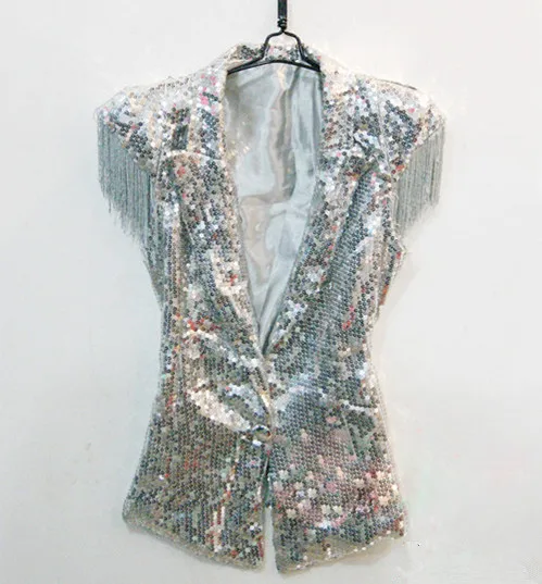 Модная певица Performance Ds ведущая танцовщица одежда для женщин и мужчин серебристый