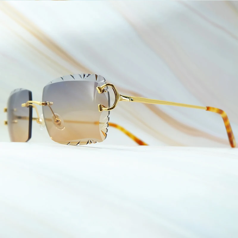 

Diamond Cut Sunglasses Luxury Desinger Carter Sun Glasses Vintage Rimless Wire C Shades For Men And Women Lentes De Sol Mujer