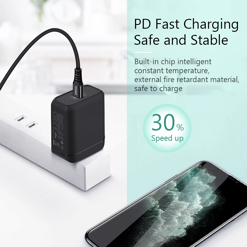 EKSPRAD для iPhone 11 Pro PD зарядное устройство 18 Вт USB C PD3.0 QC3.0 быстрое с кабелем ipad Phone