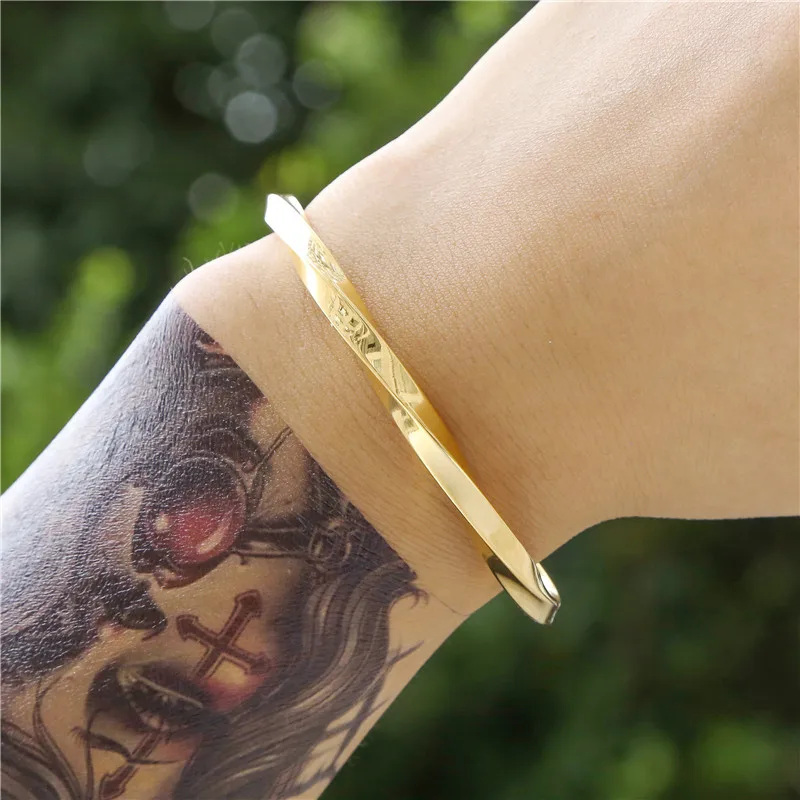 

Stainless Steel Bracelet Jewelry Open C-Shaped Bracelet Twisted Line Fashion Men And Women Couple BraceletZZ42