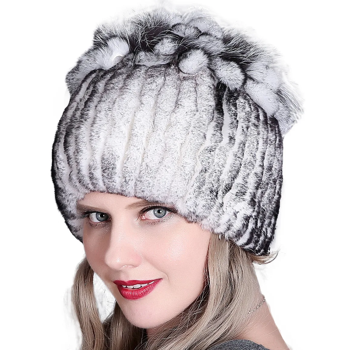 

Women New Winter Fur Cap Hooded Head Genuine Mink Fur Hat and Silver Fox Fur Floral Design Hat High Quality Fur Fashion Hat