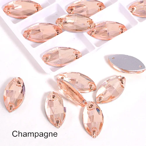 Champagne Многие Цвета лошадиный глаз пришить стразы маркиза, головастой формы лист с украшением в виде кристаллов Стекло пришить стразы свадебное платье Y1651 - Цвет: Champagne