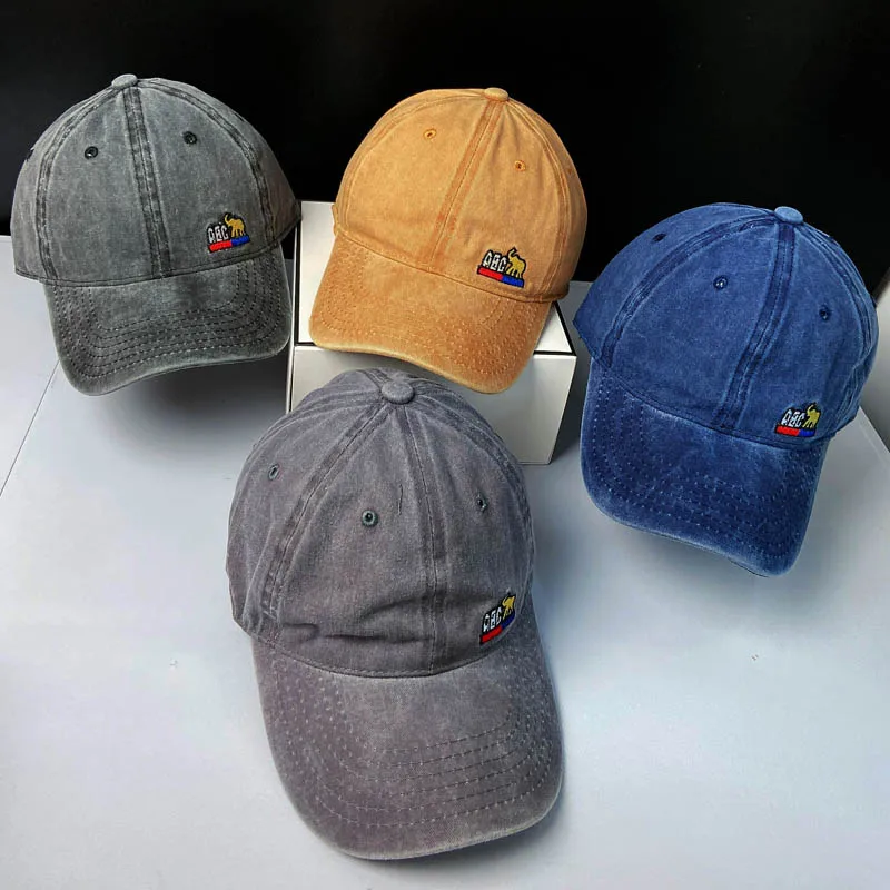 

2020 New Elephant embroidery cap outdoor leisure Washed Baseball Caps Adjustable Hip Hop hat 100%Cotton Women Man hats