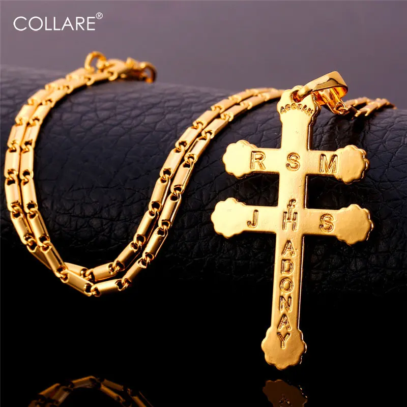 Collare European Lorraine Cross Necklace Women /Men Jewelry Gold/Silver Color Bible Necklaces &amp Pendants Wholesale P117 | Украшения и