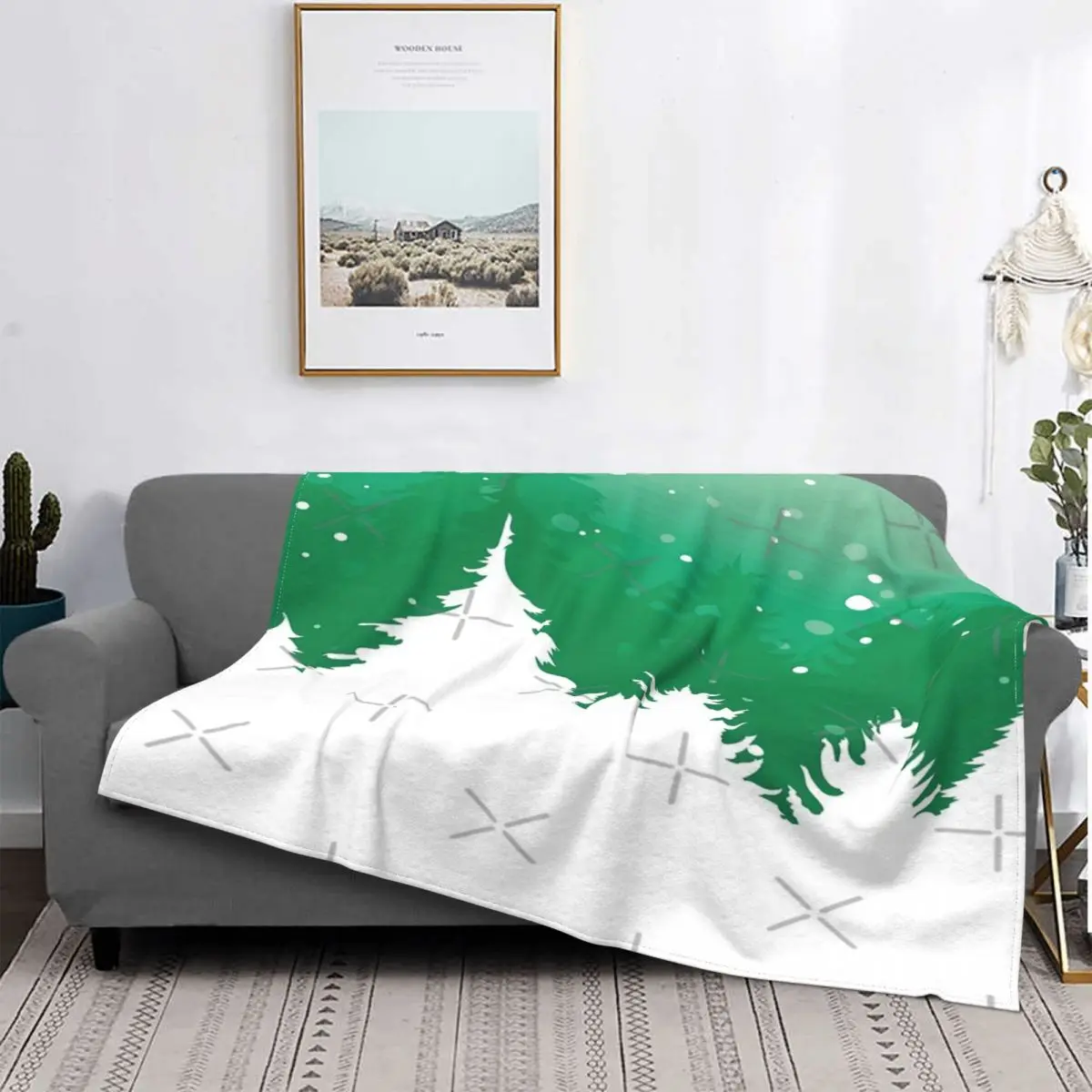 

Hermoso árbol de Navidad con tarjeta de vacaciones, 25 Manta, colcha para cama, sofá a cuadros, toalla de playa, manta doble a c