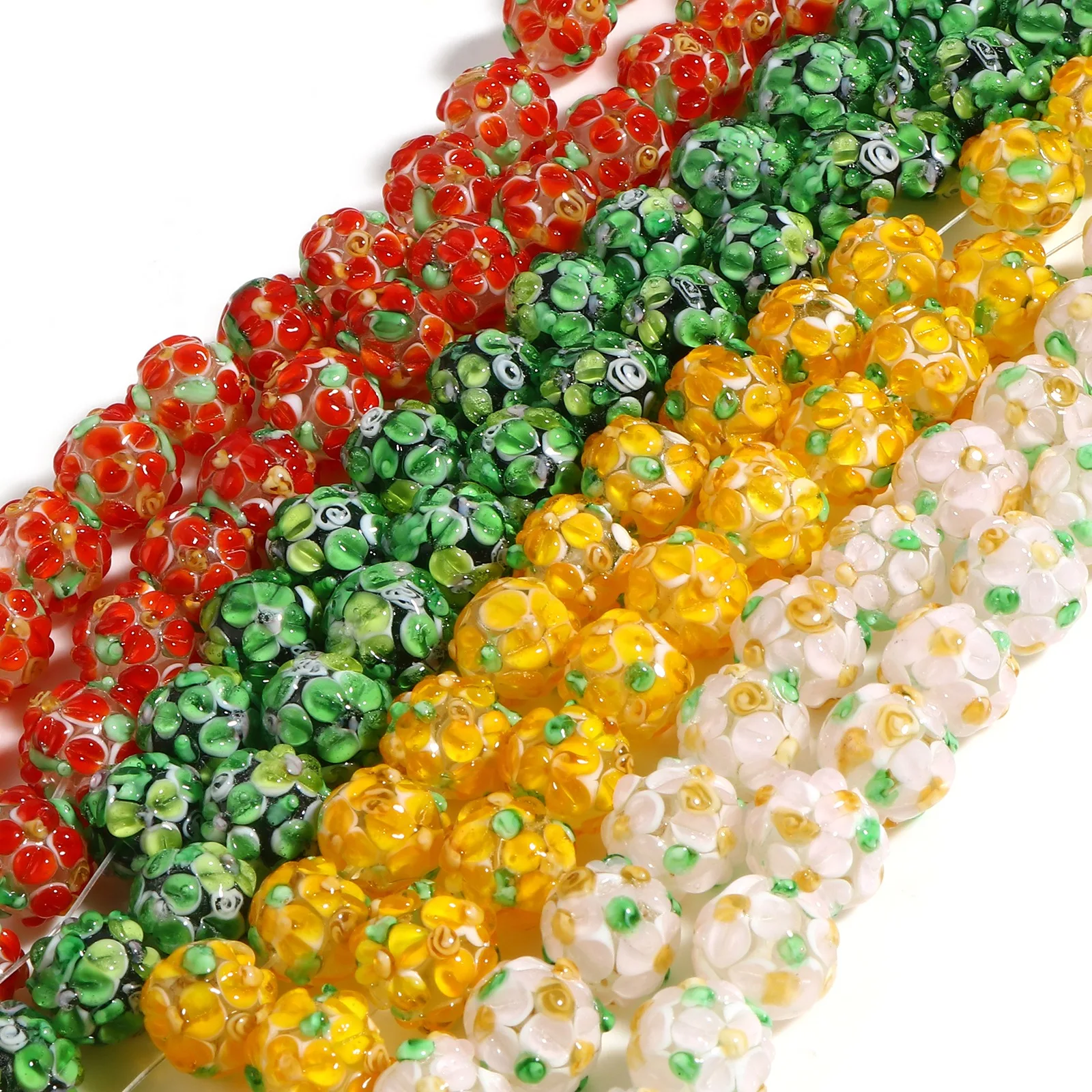 

13mm Lampwork Glass Beads Multicolor Round Flower Sweet Loose Spacer Beads DIY Making Necklace Bracelets Girls Jewelry Gift,2PCs
