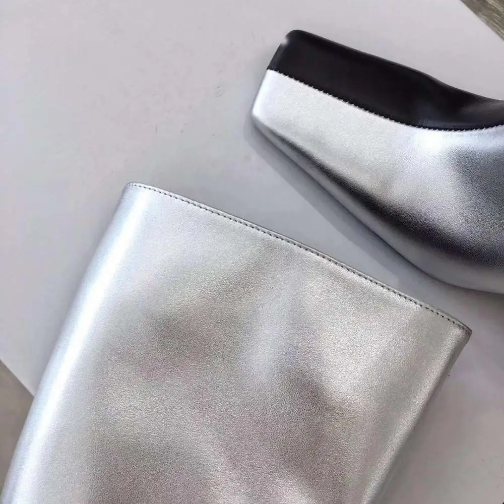 

vallu 2020 winter new snake pattern stitching leather bright circle buckle fashion all-match horseshoe heel ankle boots