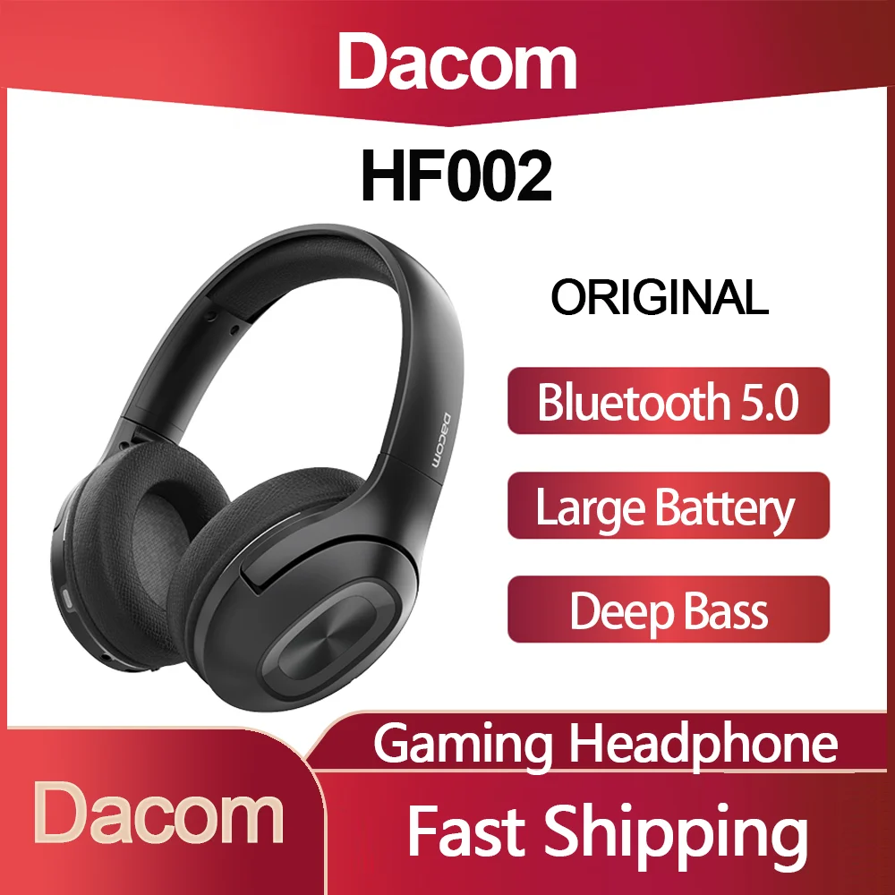 

Original Dacom HF002 Bluetooth 5.0 Headphone Deep Bass Wireless Headset Over-Ear Gaming Earphone Built-in Mic For Phone Computer