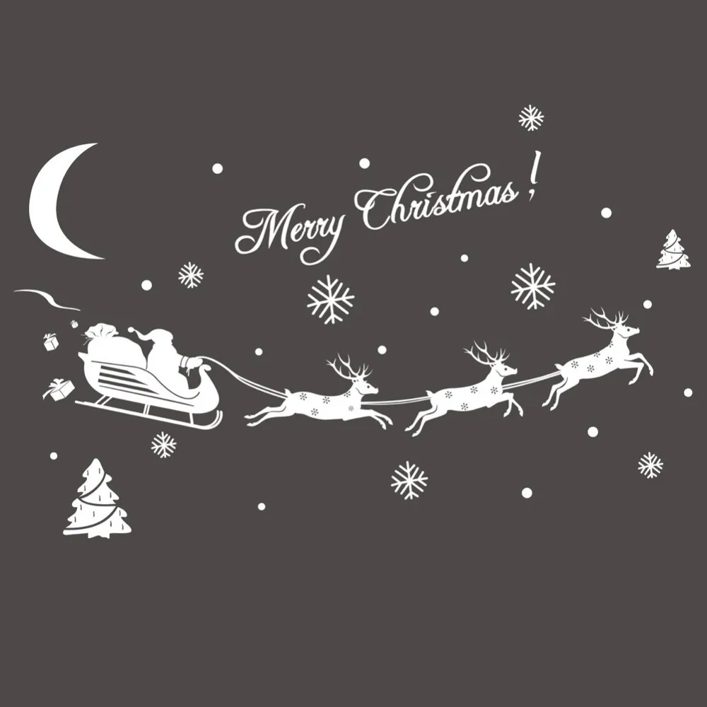 Фото Рождественские украшения наклейки на окна подвеска венок снеговик лось