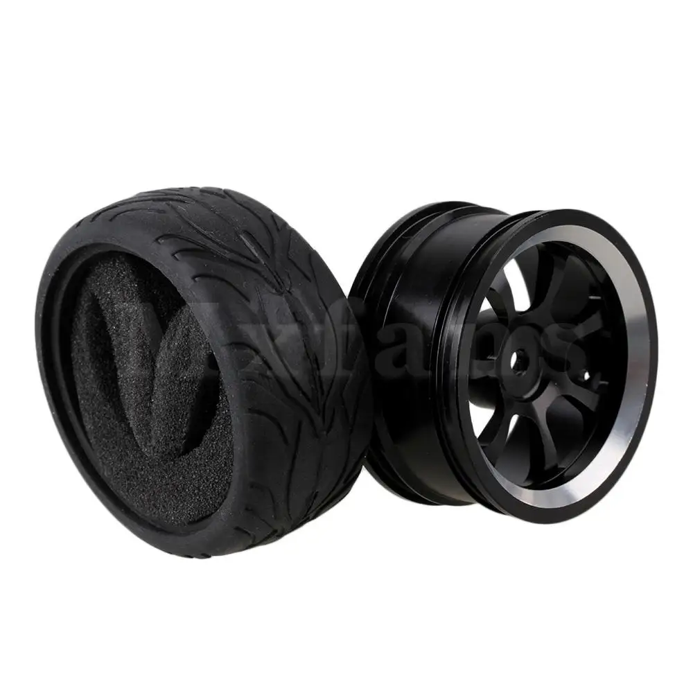 

Mxfans 4x RC 1:10 On-Road Car Black Aluminum Wheel Rims &Black Fish Scale Rubber Tyre