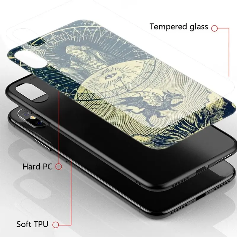 

Witches moon Tarot Mystery totem Case for iPhone 11 Pro Max X XS XR 8 7 6 6S Plus Tempered Glass Black Edge Coque Phone Cover
