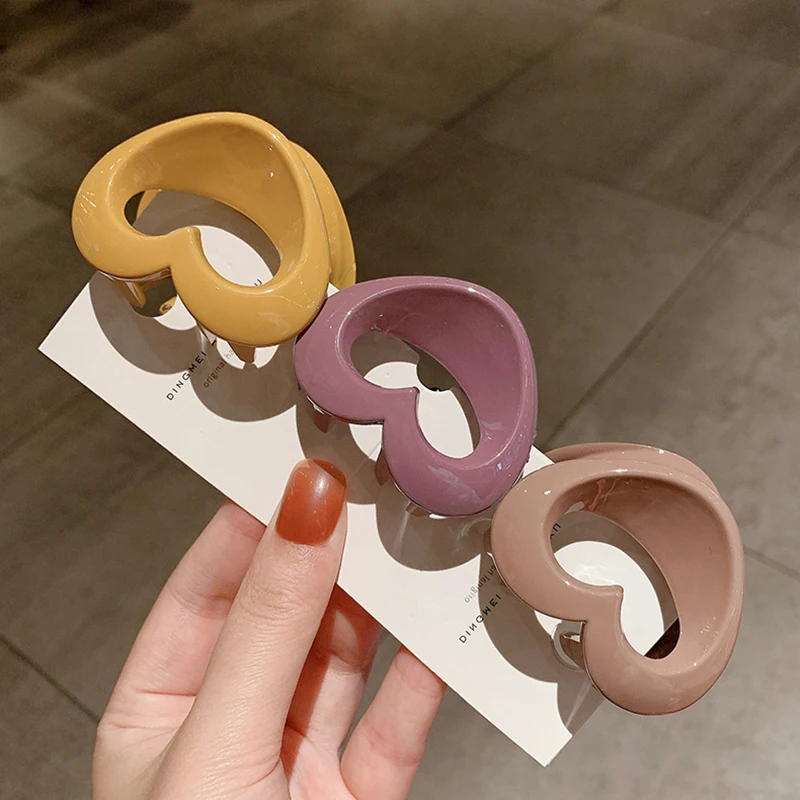 Корейские акриловые женские заколки для волос в форме сердца очаровательные