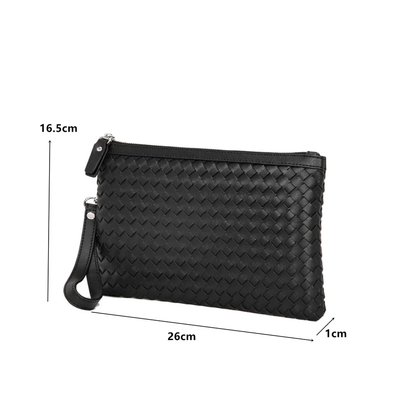 Fashion Woven Leather Clutch Men Handbag Luxury Design Men's Clutch Bag High Capacity Wrist Bag Male Mobile Phone Bag Purse 2021