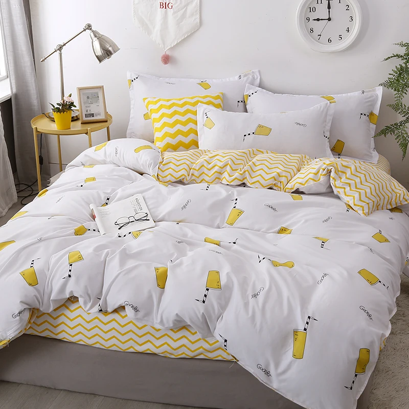 

Cartoon White Printing Plant Children/Kid Bedding Sets Duvet Cover Bed Sheet Pillowcase Bed Cover Linens Bedclothes