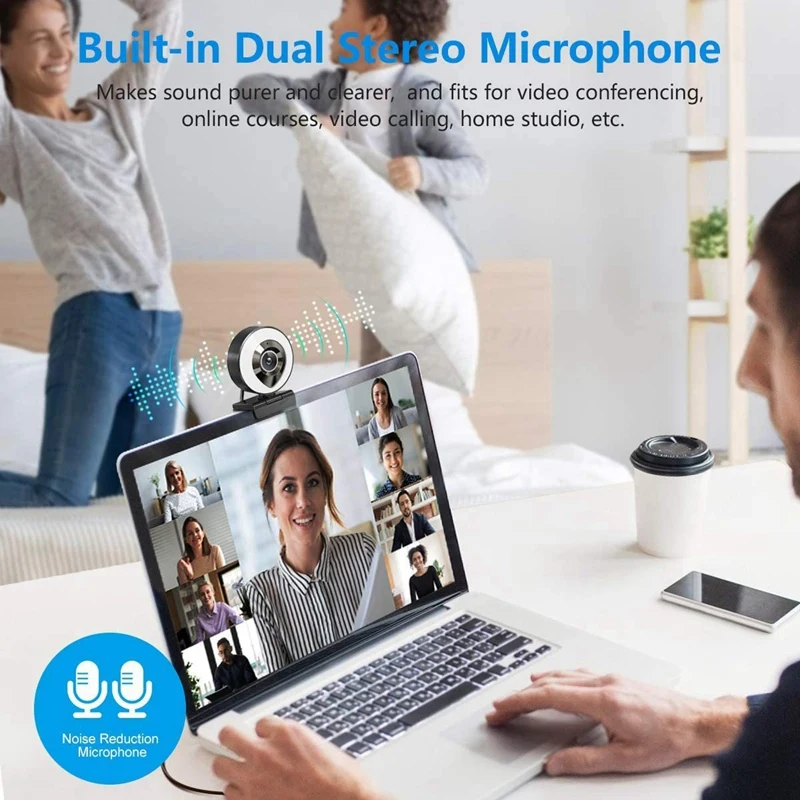 

Streaming Webcam with Dual Microphone 1080P Adjustable Right Light Pro Web Camera Advanced Auto-Focus with Tripod Zoom