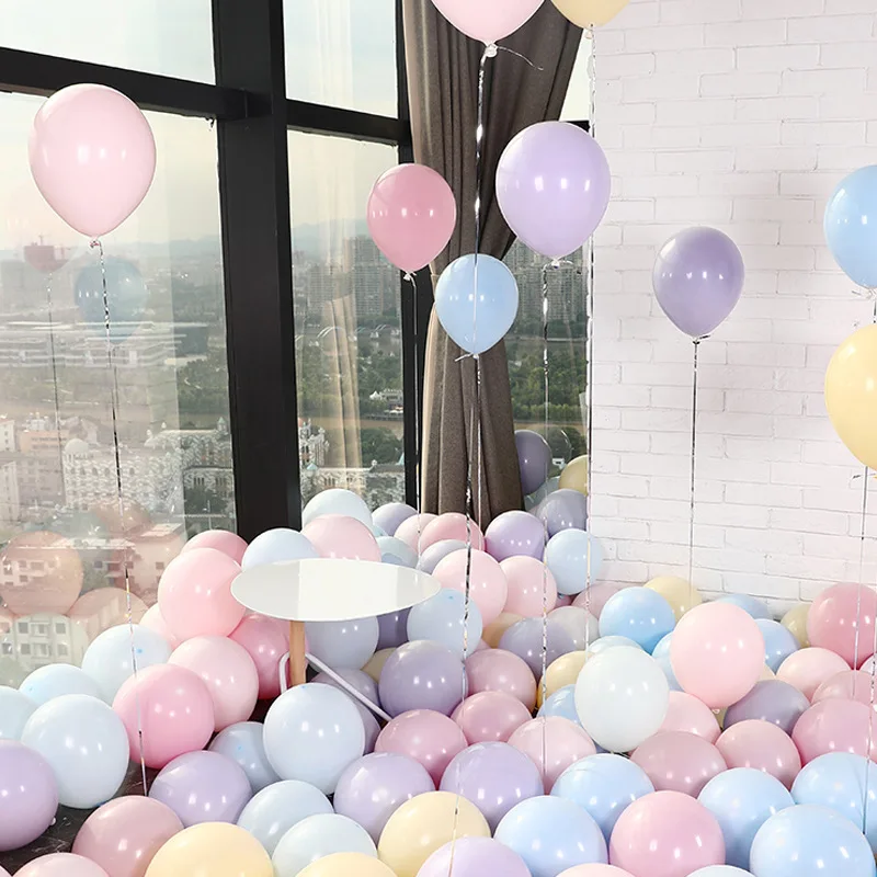 

100 шт./компл. латексные воздушные шары Macaron, детские синие, розовые, зеленые гелиевые шары из латекса, день рождения, мероприятие, вечеринка св...