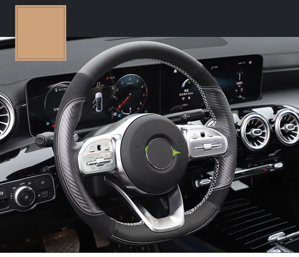 Ручная швейная крышка рулевого колеса автомобиля четыре сезона Нескользящая ручка кожа для Mercedes Benz класс W177 A180 A200 A35 AMG