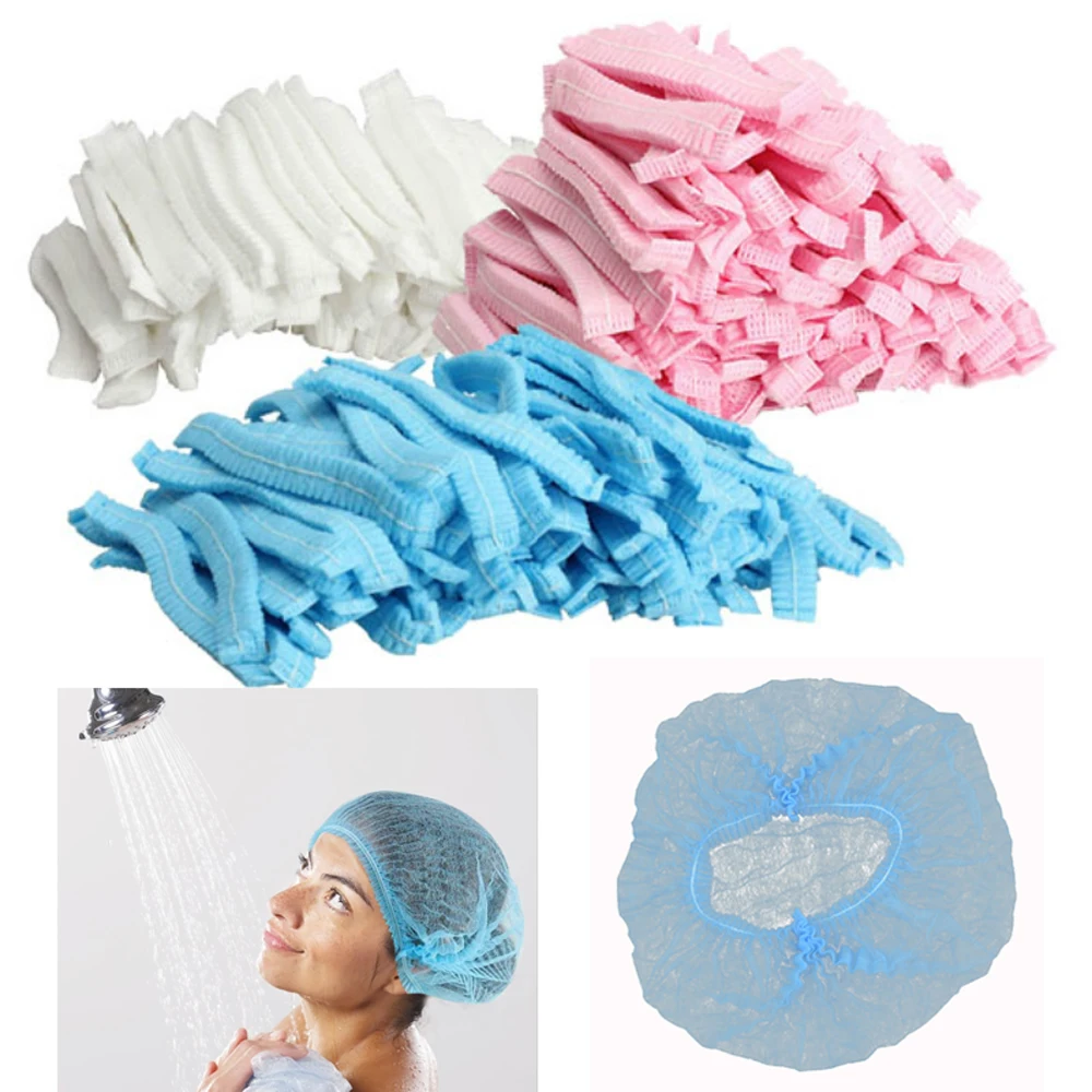 Одноразовые шапки для душа 100 шт./лот купания эластичные отеля прозрачные товары