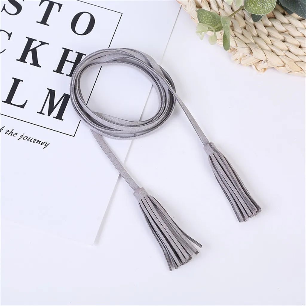 Тонкий ремень с пряжкой на талии цепочкой кисточками Женский однотонный модный